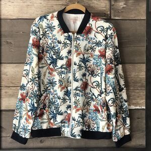 Philosophy Navy Florals Tropical Resort Cruise Lined Full Zipper Jacket Size XL